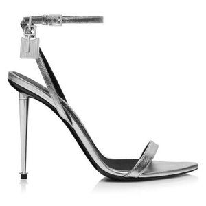 TOM FORD SILVER PADLOCK SANDAL Size 37 (like new)